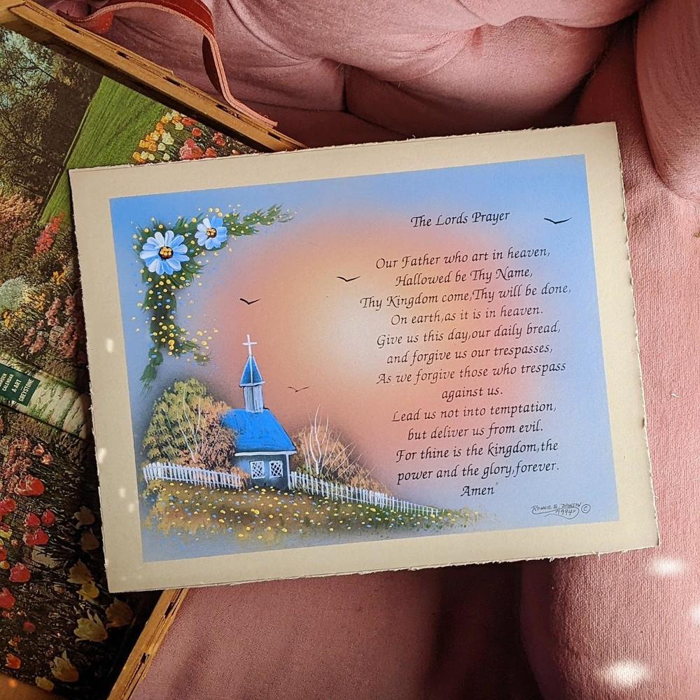 Hand painted Vintage Folk Art - The Lord's Prayer | Religious Art